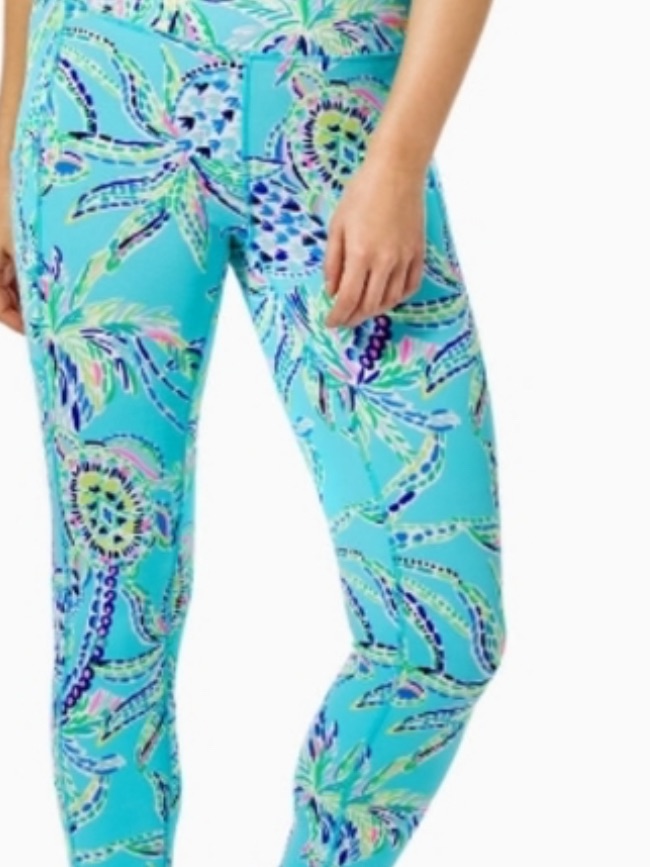 Lilly Pulitzer High-Rise Weekender Midi Leggings Bermuda Blue Turtle Season Xs